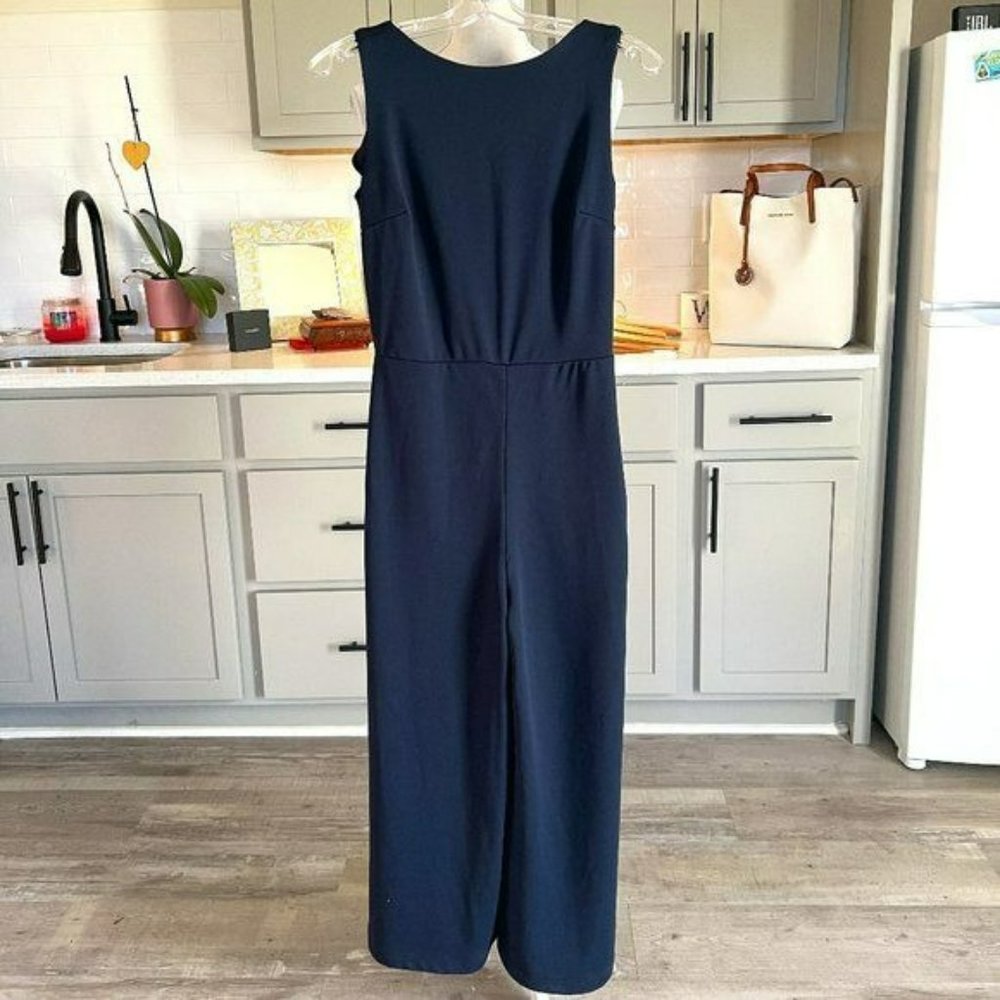 Lulu's Navy Pantsuit Open Ruffled Back Sleeveless Size Large